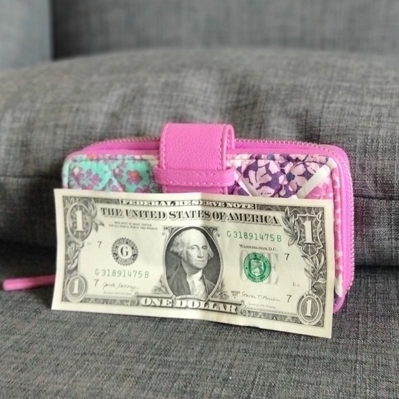 Vera Bradley Colorful Floral Wallet Multiple Pockets Credit Card Slots Zipper - Picture 7 of 10